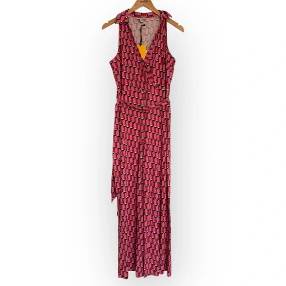 Diane von Furstenberg Geometric Wrap Jumpsuit – Size M (NWT)